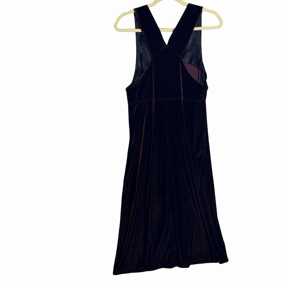 Studio Ease Burgundy Crushed Velvet Jumper Maxi Dress Womens 6P Y2K Vintage 90s